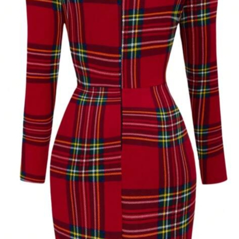 Charming Red Plaid Midi Dress!!